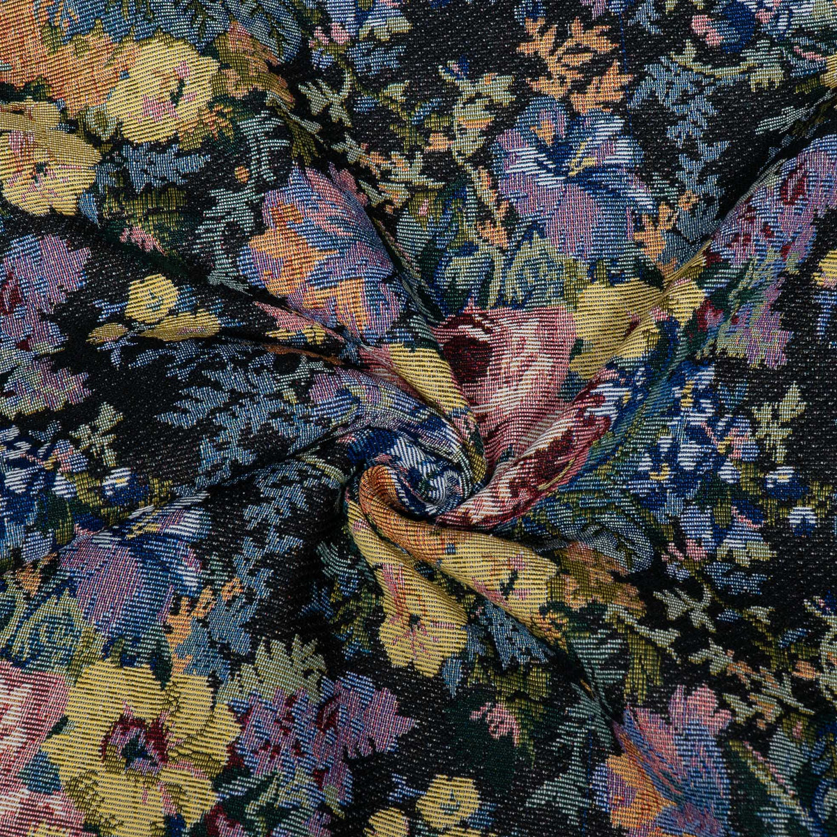 Multicolor Floral Design Cotton Blend Jacquard Fabric for Furnishing | Width: 54"