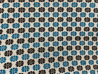 Turquoise Blue & Black Cotton Jacquard Fabric | SKU: JD-4