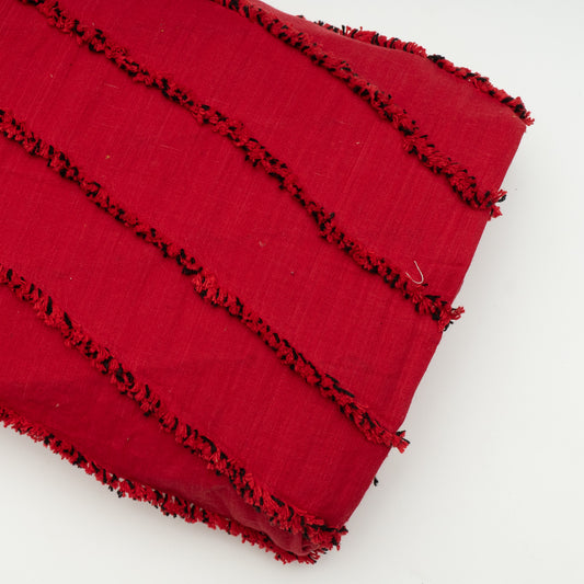 Red Tufting Cotton Jacquard Fabric (Sku: JD-35)