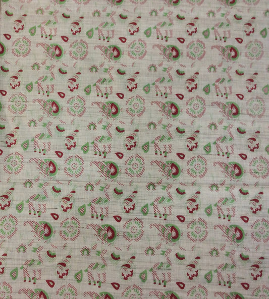 Multicolor Traditional Print Khadi Fabric