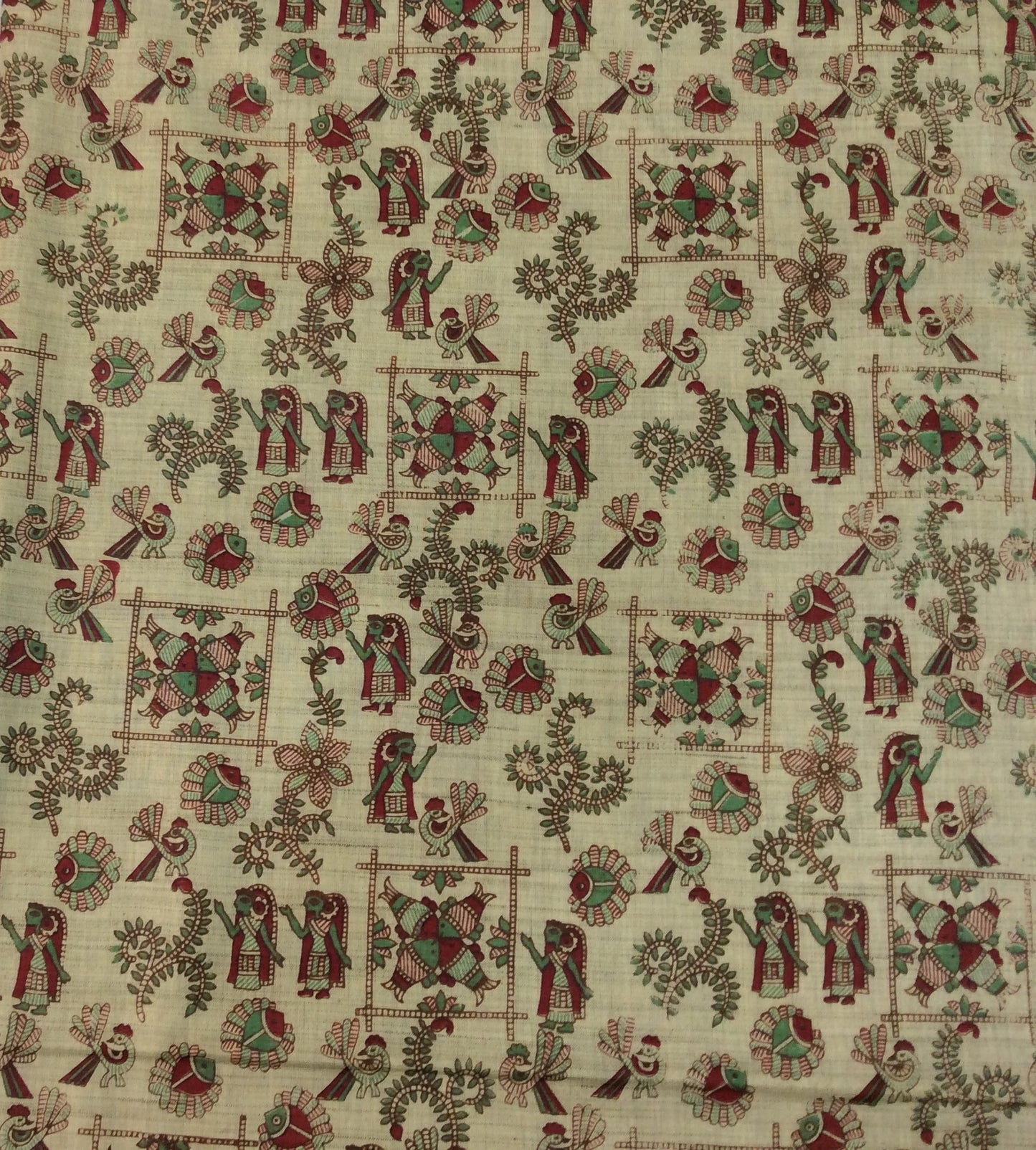 Multicolor Traditional Print Khadi Fabric