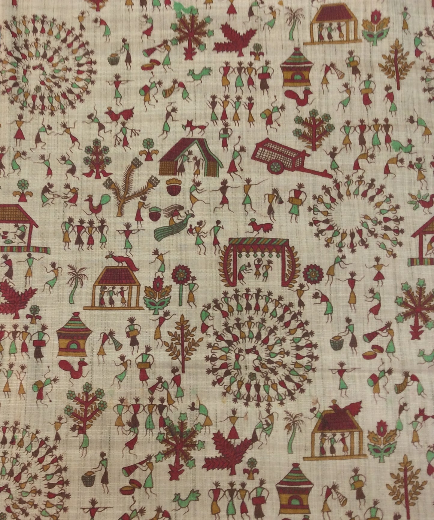 Multicolor Traditional Print Khadi Fabric