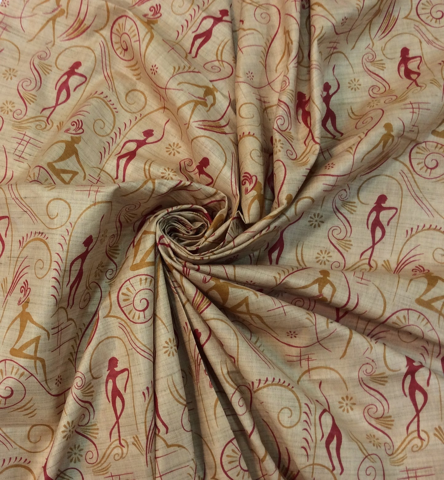 Multicolor Traditional Print Khadi Fabric