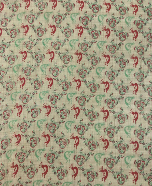 Multicolor Traditional Print Khadi Fabric