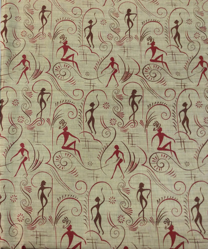 Multicolor Traditional Print Khadi Fabric