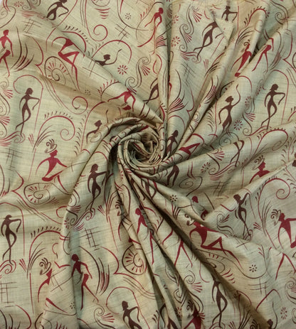 Multicolor Traditional Print Khadi Fabric