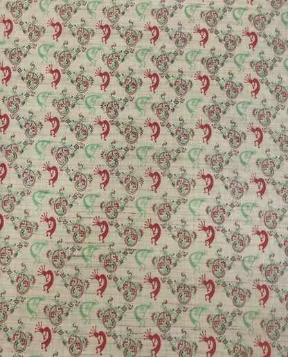 Multicolor Traditional Print Khadi Fabric