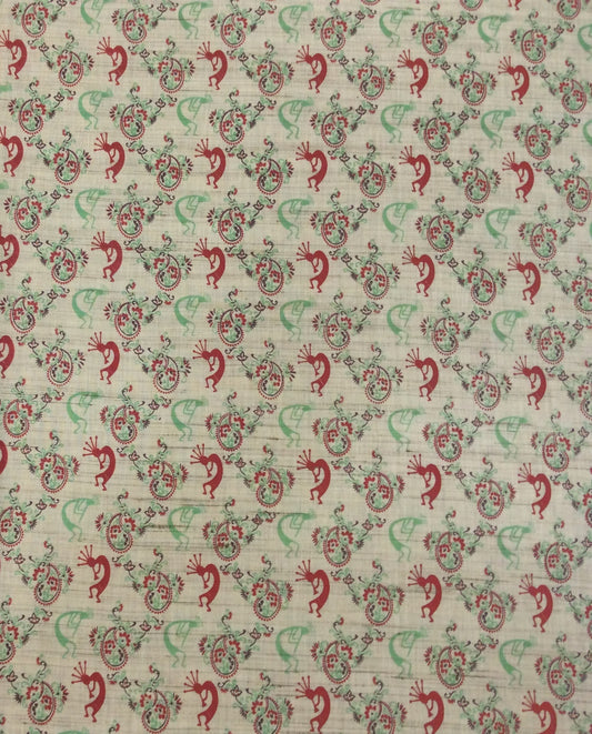 Multicolor Traditional Print Khadi Fabric