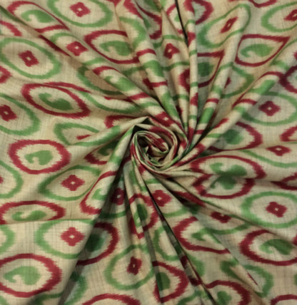 Multicolor Traditional Print Khadi Fabric