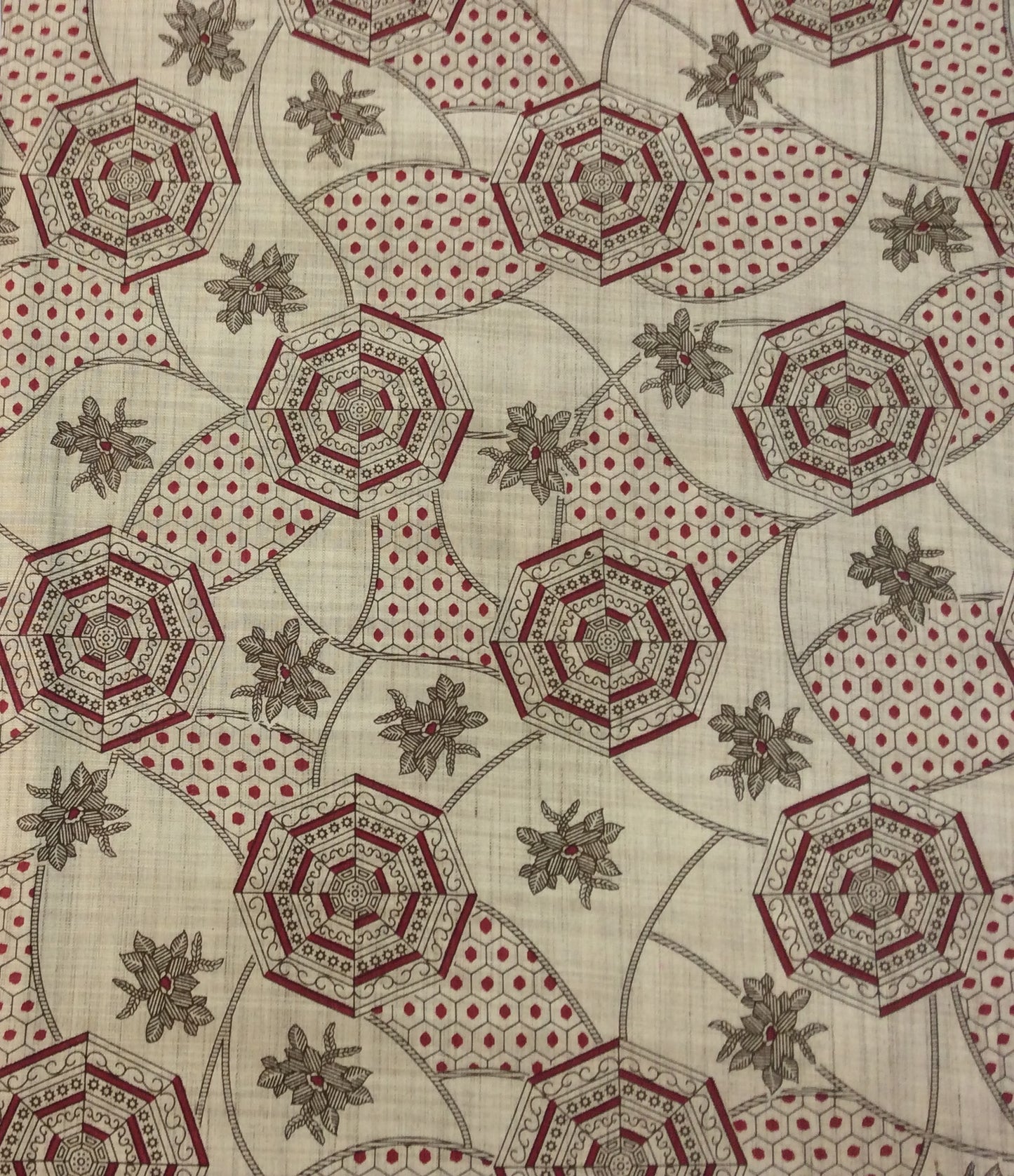 Multicolor Traditional Print Khadi Fabric