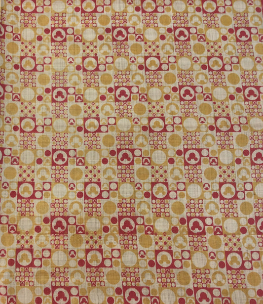 Red & Beige Traditional Print Khadi Fabric