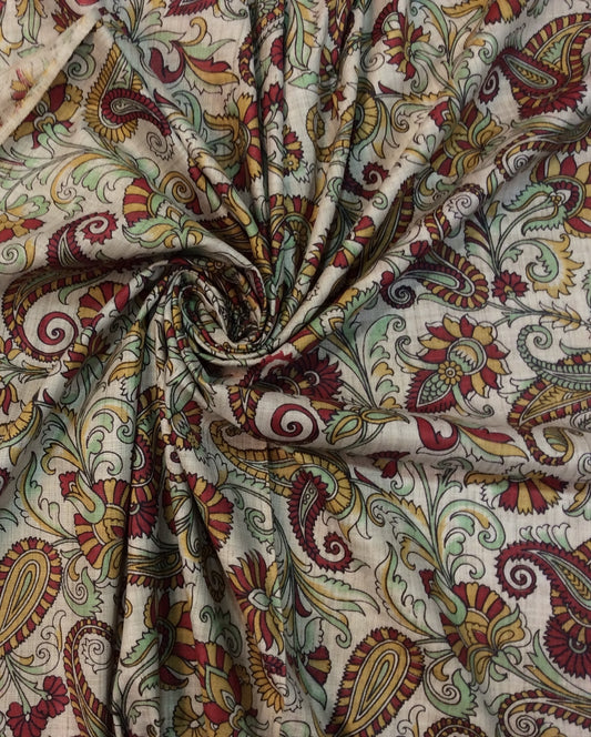 Multicolor Traditional Print Khadi Fabric