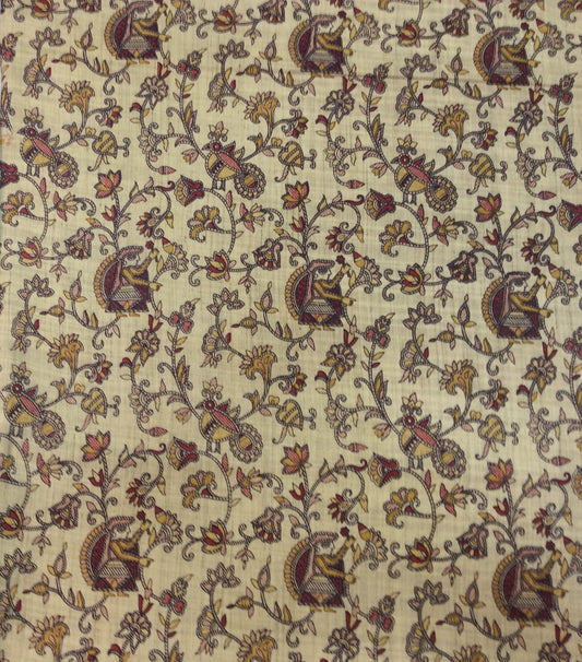 Multicolor Traditional Print Khadi Fabric