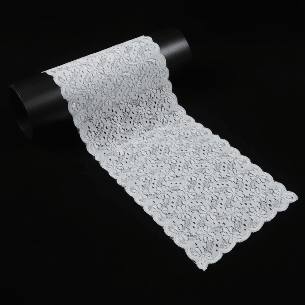 White Dyeable Nylon Lycra Lace ( Width : 5.5 Inch & L-17 )