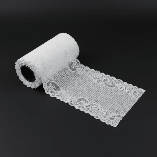 White Dyeable Nylon Lycra Lace ( Width : 6 Inch & L-38 )