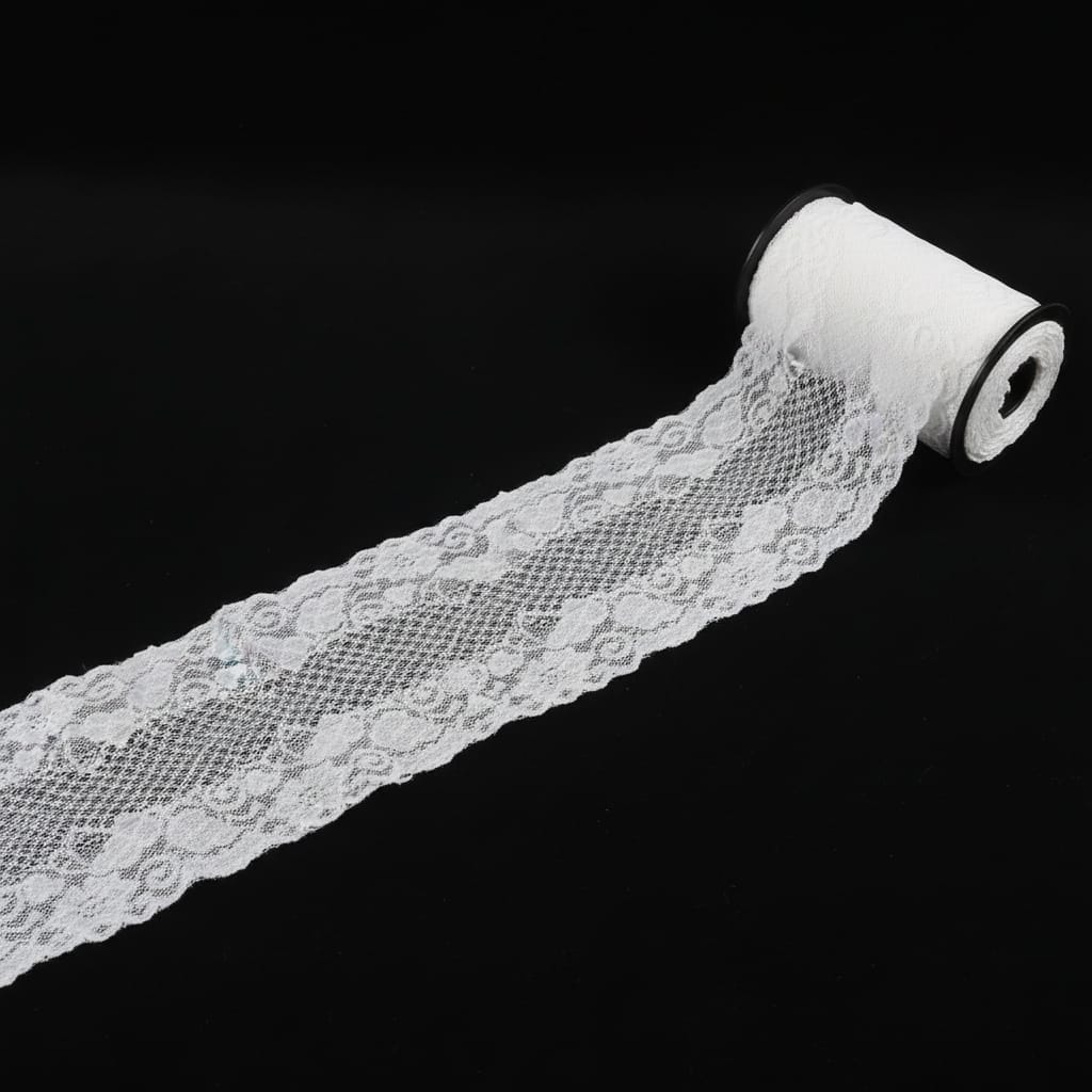 White Dyeable Nylon Lycra Lace ( Width : 6 Inch & L-40 )