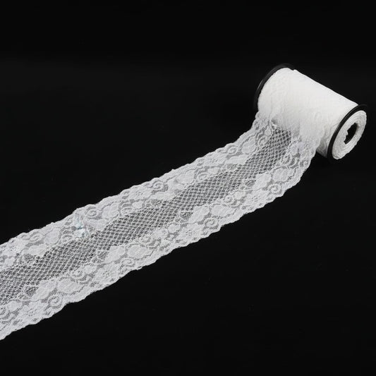 White Dyeable Nylon Lycra Lace ( Width : 6 Inch & L-40 )