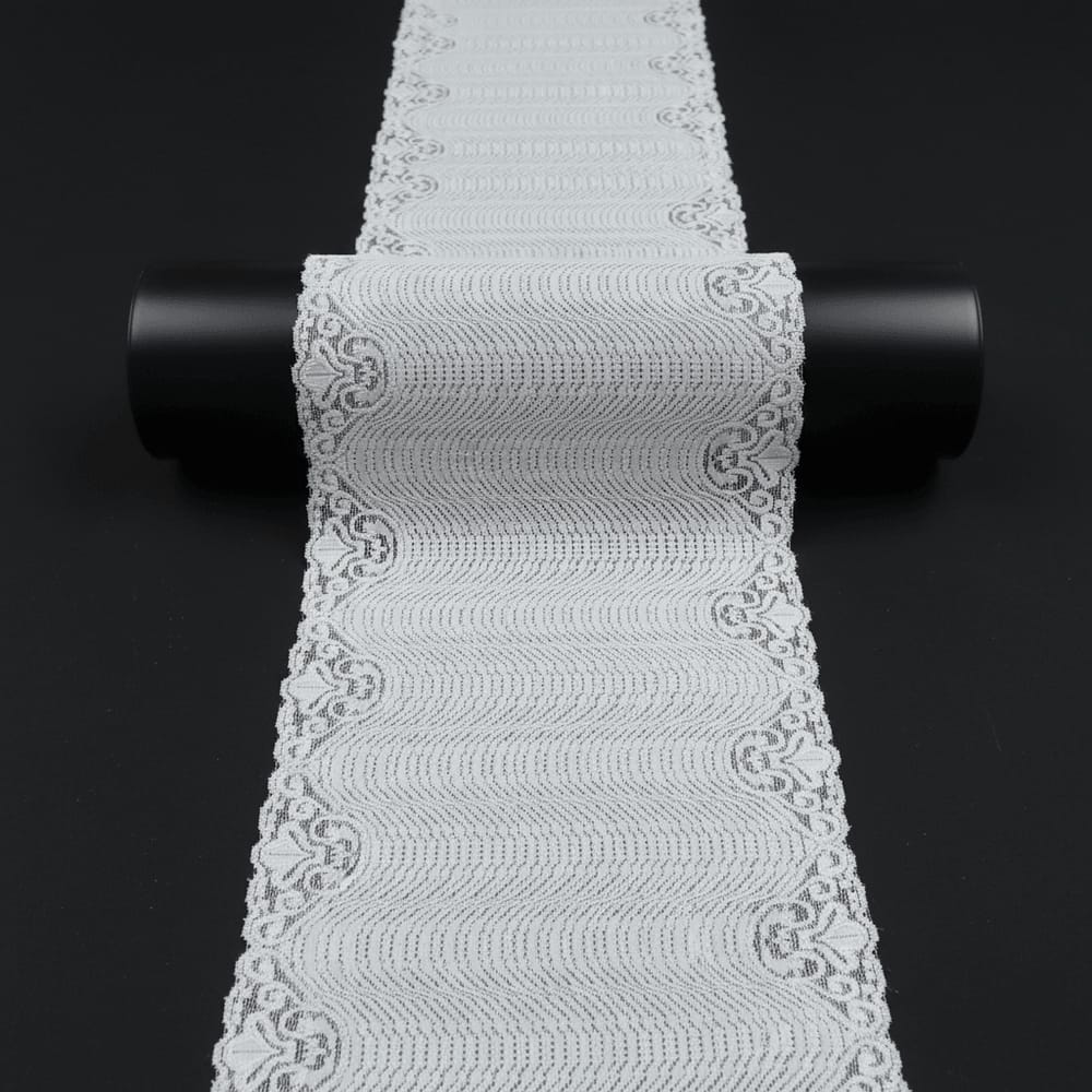 White Dyeable Nylon Lycra Lace ( Width : 9 Inch & L-43 )
