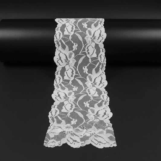 White Dyeable Nylon Lycra Lace ( Width : 6 Inch & L-45 )