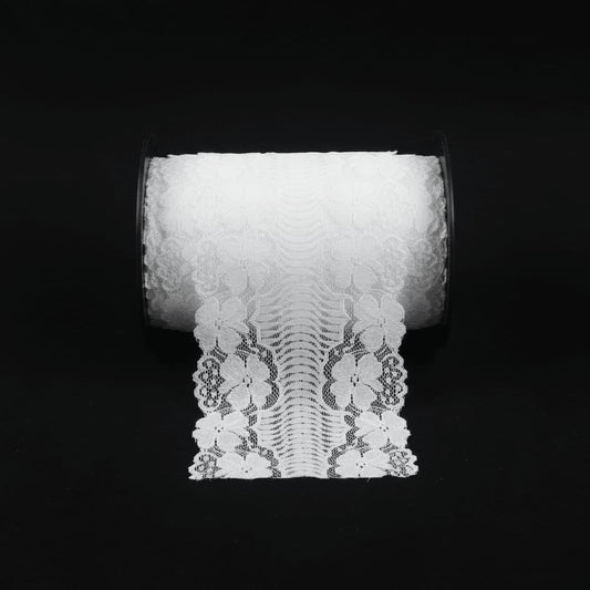 White Dyeable Nylon Lycra Lace ( Width : 6 Inch & L-59 )