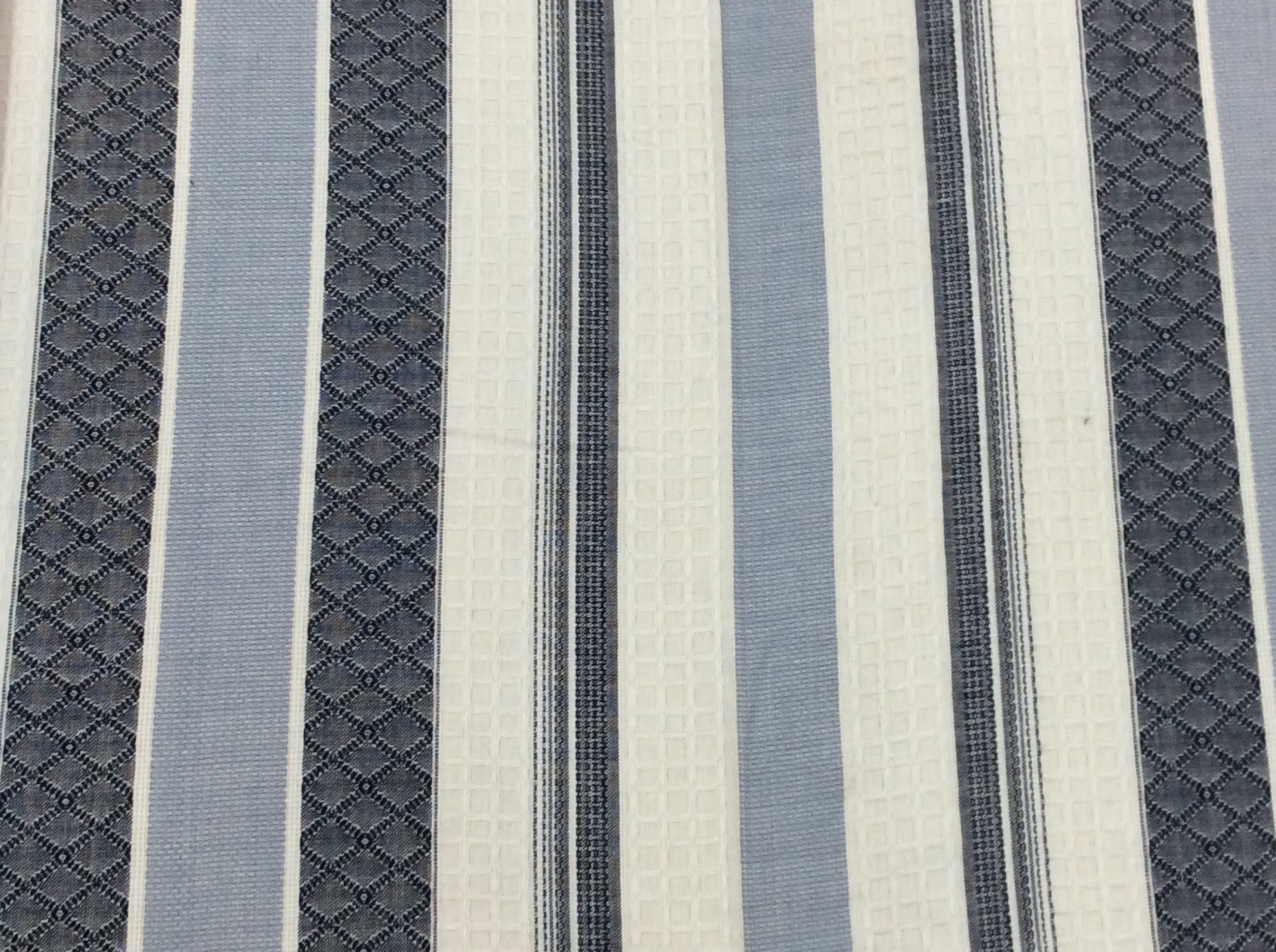 White & Blue lightweight Jacquard Fabric