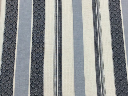 White & Blue Lightweight Jacquard Fabric