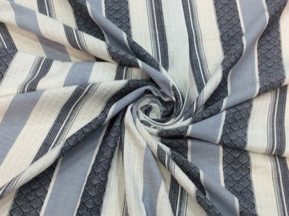 White & Blue Lightweight Jacquard Fabric