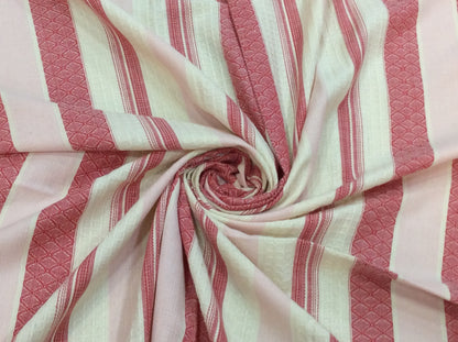 White & Pink Lightweight Jacquard Fabric