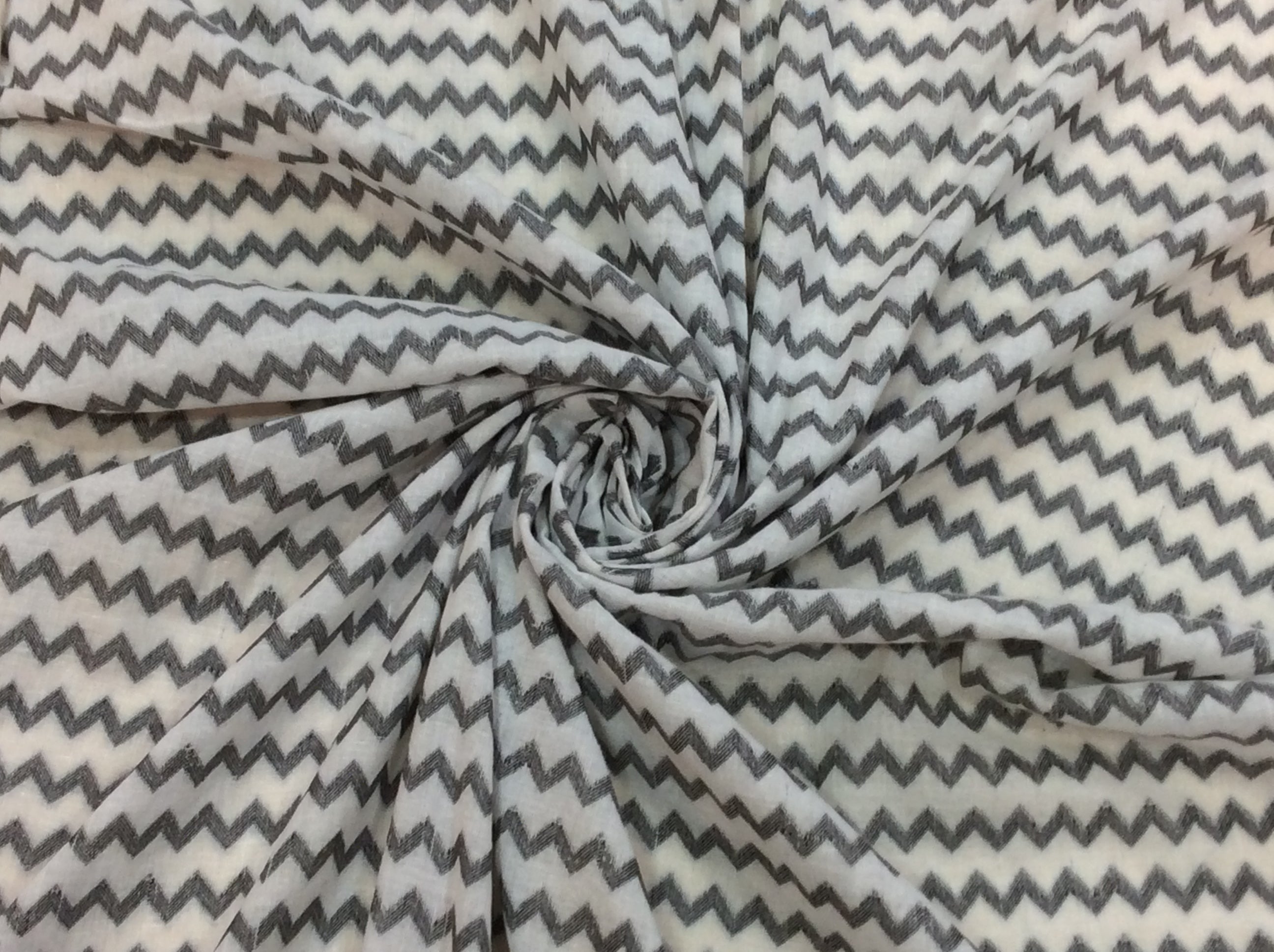 White & Gray lightweight Jacquard Fabric