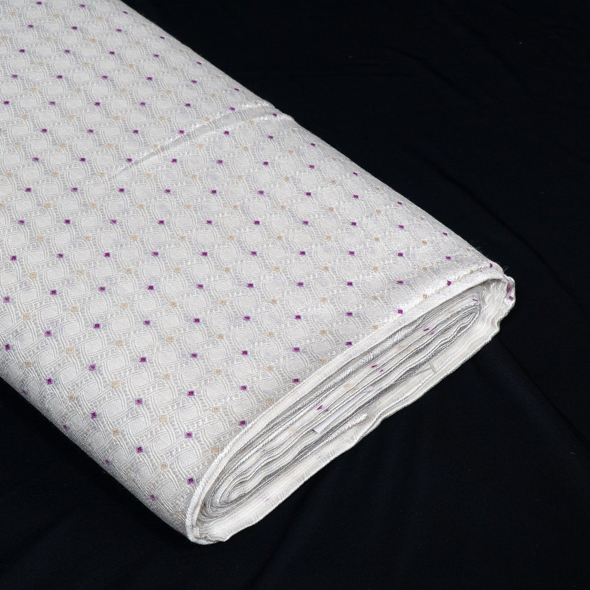 Purple, Gold & White Cotton Blend Jacquard Fabric - 44" (112 cm)