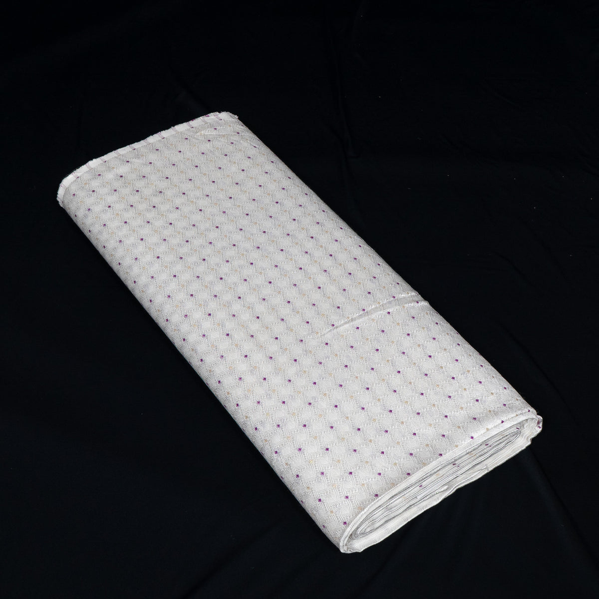 Purple, Gold & White Cotton Blend Jacquard Fabric - 44" (112 cm)