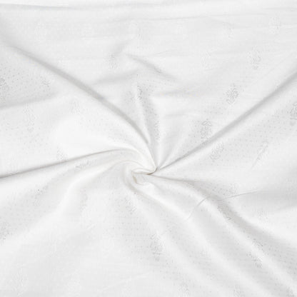White Cotton Blend Self Jacquard Fabric - 44" (112 cm)