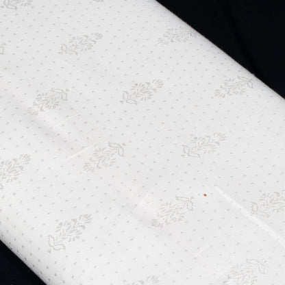 White Cotton Blend Self Jacquard Fabric - 44" (112 cm)