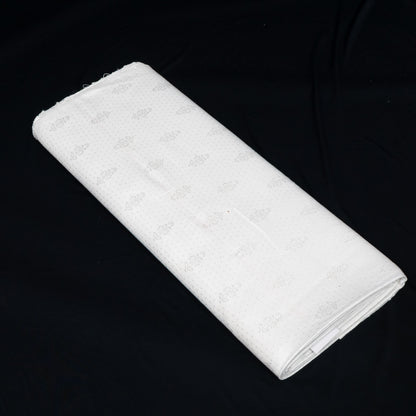 White Cotton Blend Self Jacquard Fabric - 44" (112 cm)