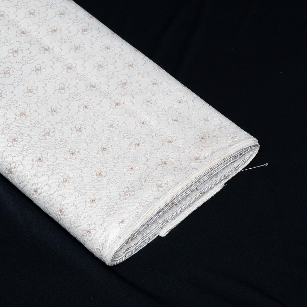 Golden & White Self-Patterned Cotton Blend Jacquard Fabric - 44" (112 cm)