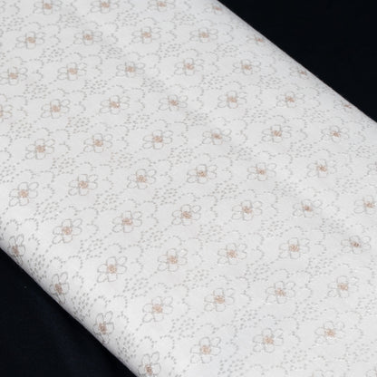 Golden & White Self-Patterned Cotton Blend Jacquard Fabric - 44" (112 cm)