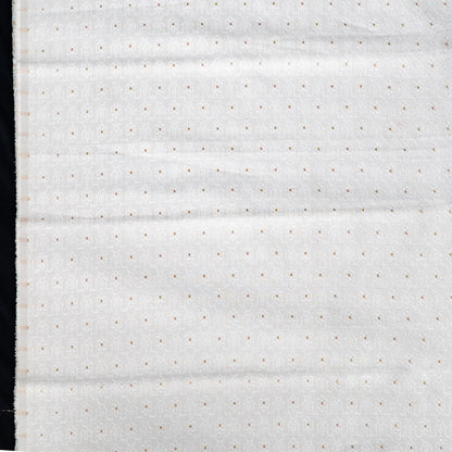 Golden & White Self-Patterned Cotton Blend Jacquard Fabric - 44" (112 cm)