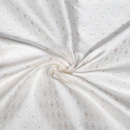 Golden & White Self-Patterned Cotton Blend Jacquard Fabric - 44" (112 cm)