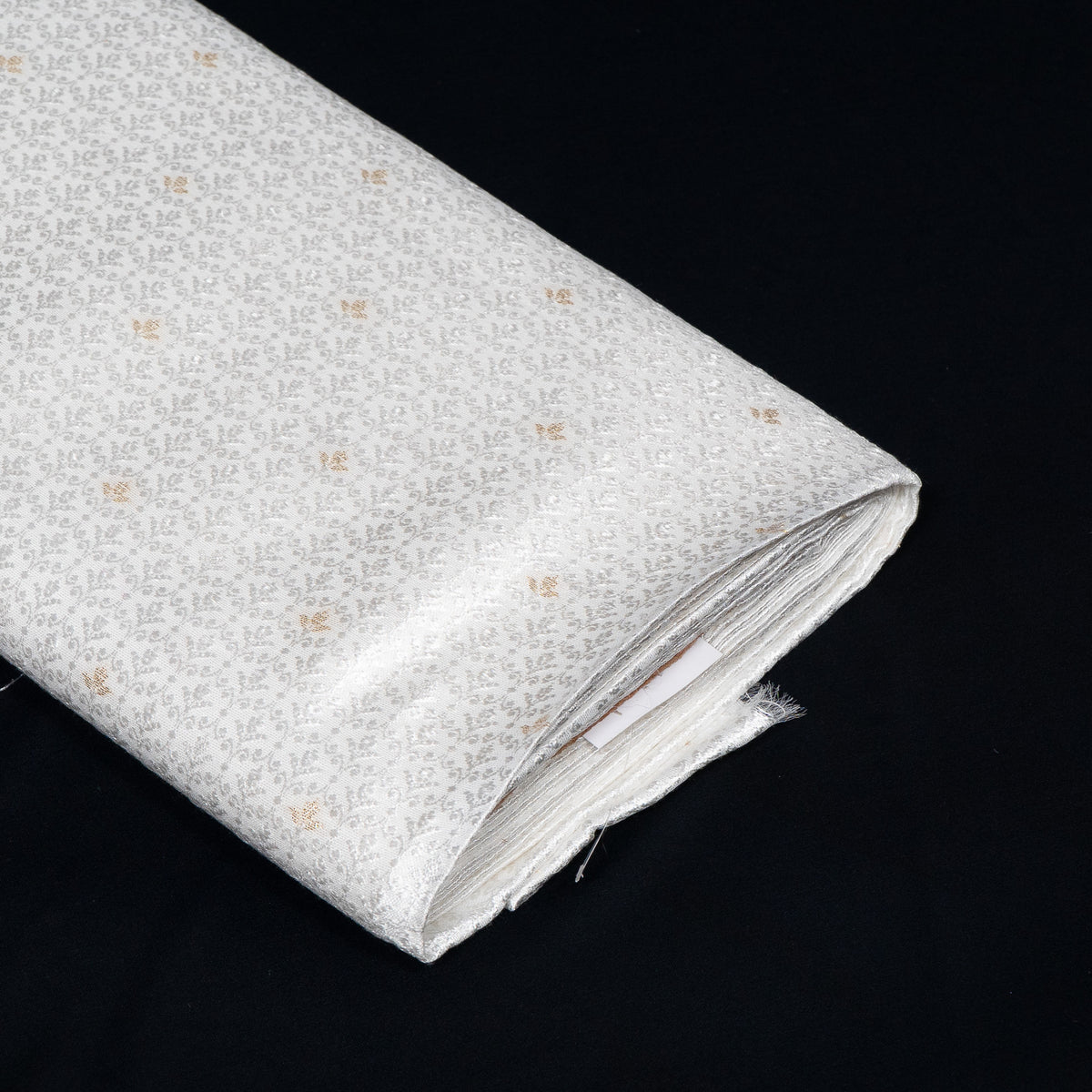 Golden & White Self-Patterned Cotton Blend Jacquard Fabric - 44" (112 cm)