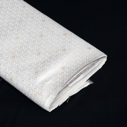 Golden & White Self-Patterned Cotton Blend Jacquard Fabric - 44" (112 cm)