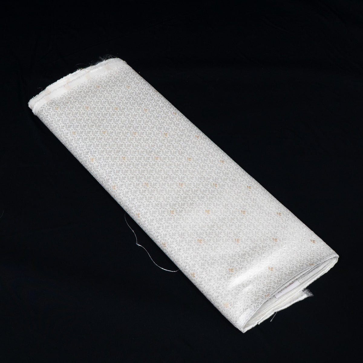 Golden & White Self-Patterned Cotton Blend Jacquard Fabric - 44" (112 cm)