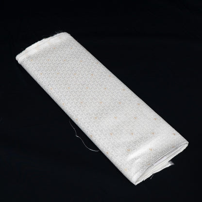 Golden & White Self-Patterned Cotton Blend Jacquard Fabric - 44" (112 cm)