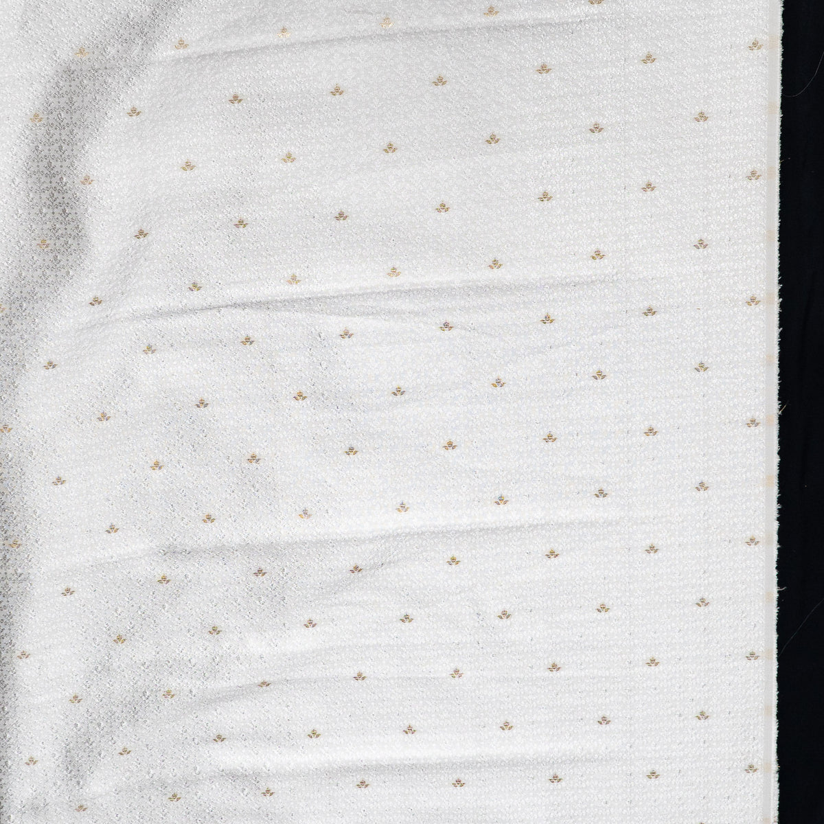 Golden & White Self-Patterned Cotton Blend Jacquard Fabric - 44" (112 cm)