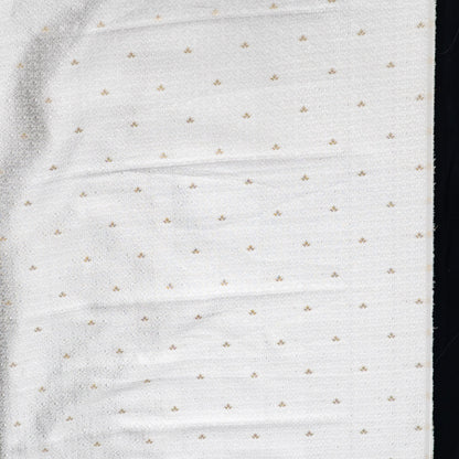 Golden & White Self-Patterned Cotton Blend Jacquard Fabric - 44" (112 cm)