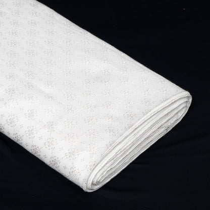 White Self-Patterned Cotton Blend Jacquard Fabric - 44" (112 cm)