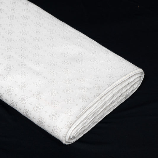 White Self-Patterned Cotton Blend Jacquard Fabric - 44" (112 cm)