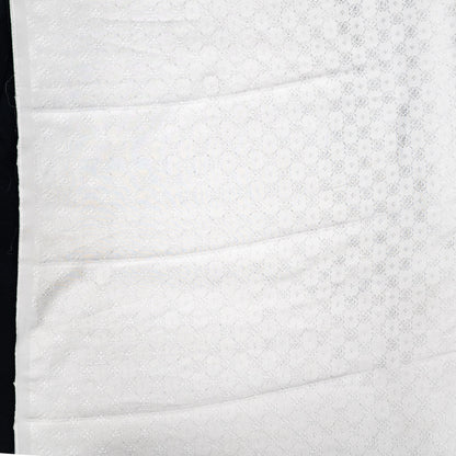 White Self-Patterned Cotton Blend Jacquard Fabric - 44" (112 cm)