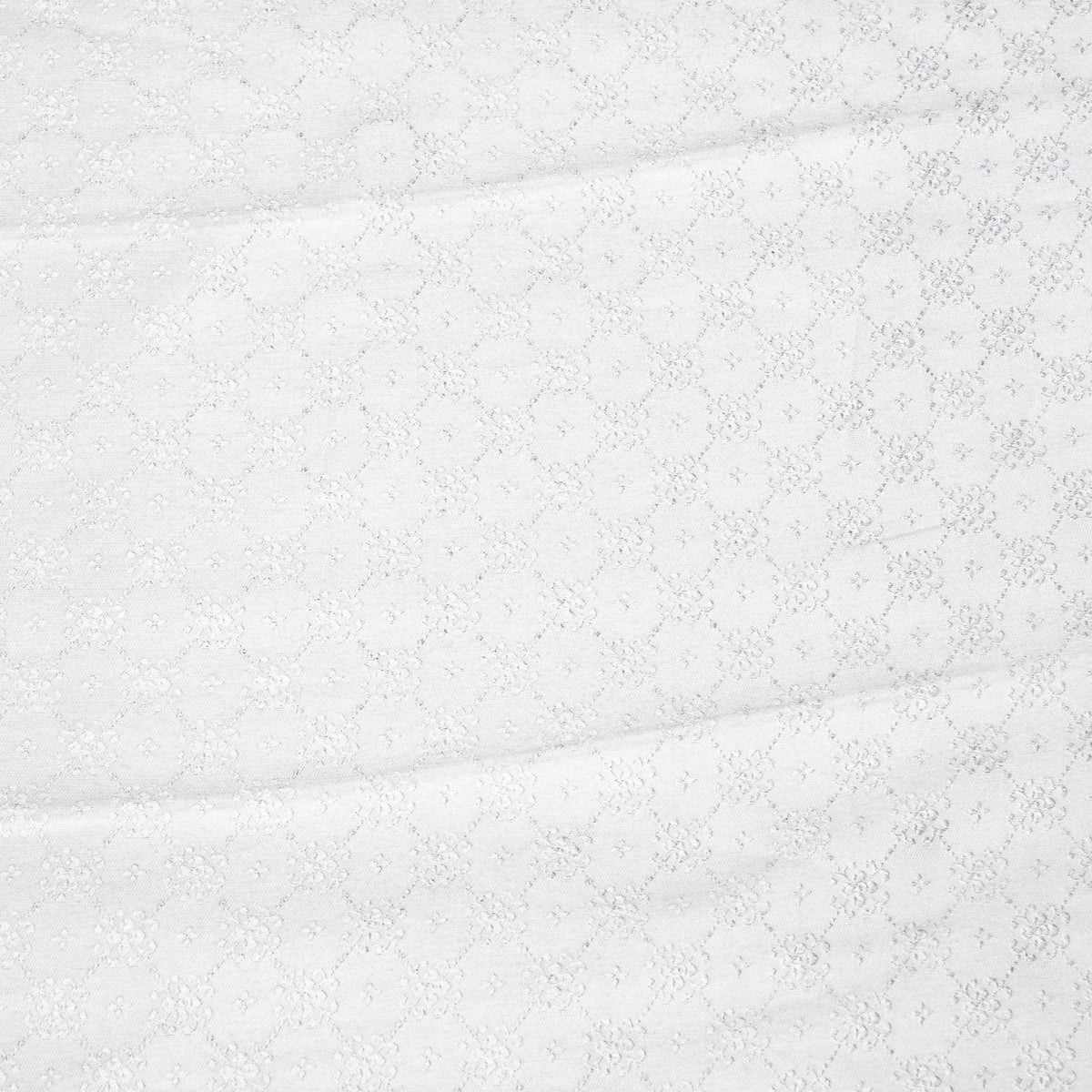 White Self-Patterned Cotton Blend Jacquard Fabric - 44" (112 cm)