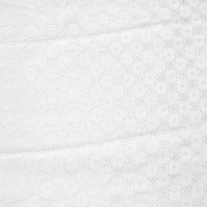 White Self-Patterned Cotton Blend Jacquard Fabric - 44" (112 cm)