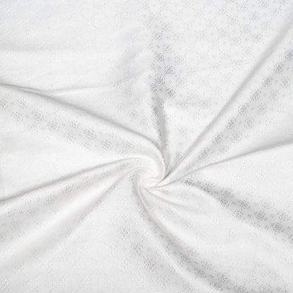 White Self-Patterned Cotton Blend Jacquard Fabric - 44" (112 cm)